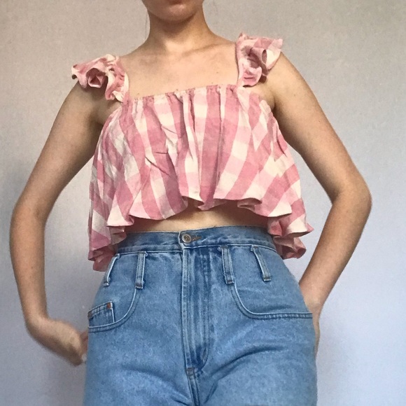 NWT ASOS pink gingham crop blouse🌸💗 - Picture 3 of 7